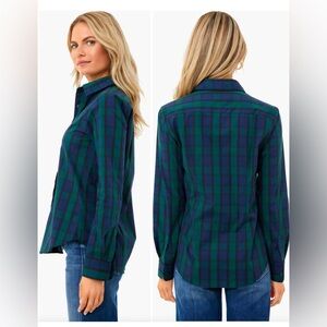 The Shirt by Rochelle Behrens      “No Gape” Green and Blue Plaid Button Down